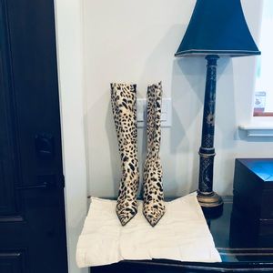 Roberto Cavalli Knee High Boots Leopard soooo Hot  size-7 1/2 m NWOT